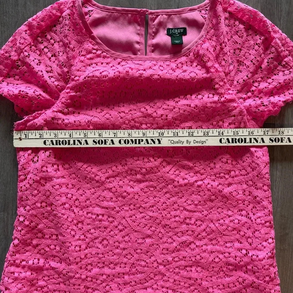 J Crew Pink Lace Overlay Short Sleeve Blouse Women’s XS - Picture 11 of 11